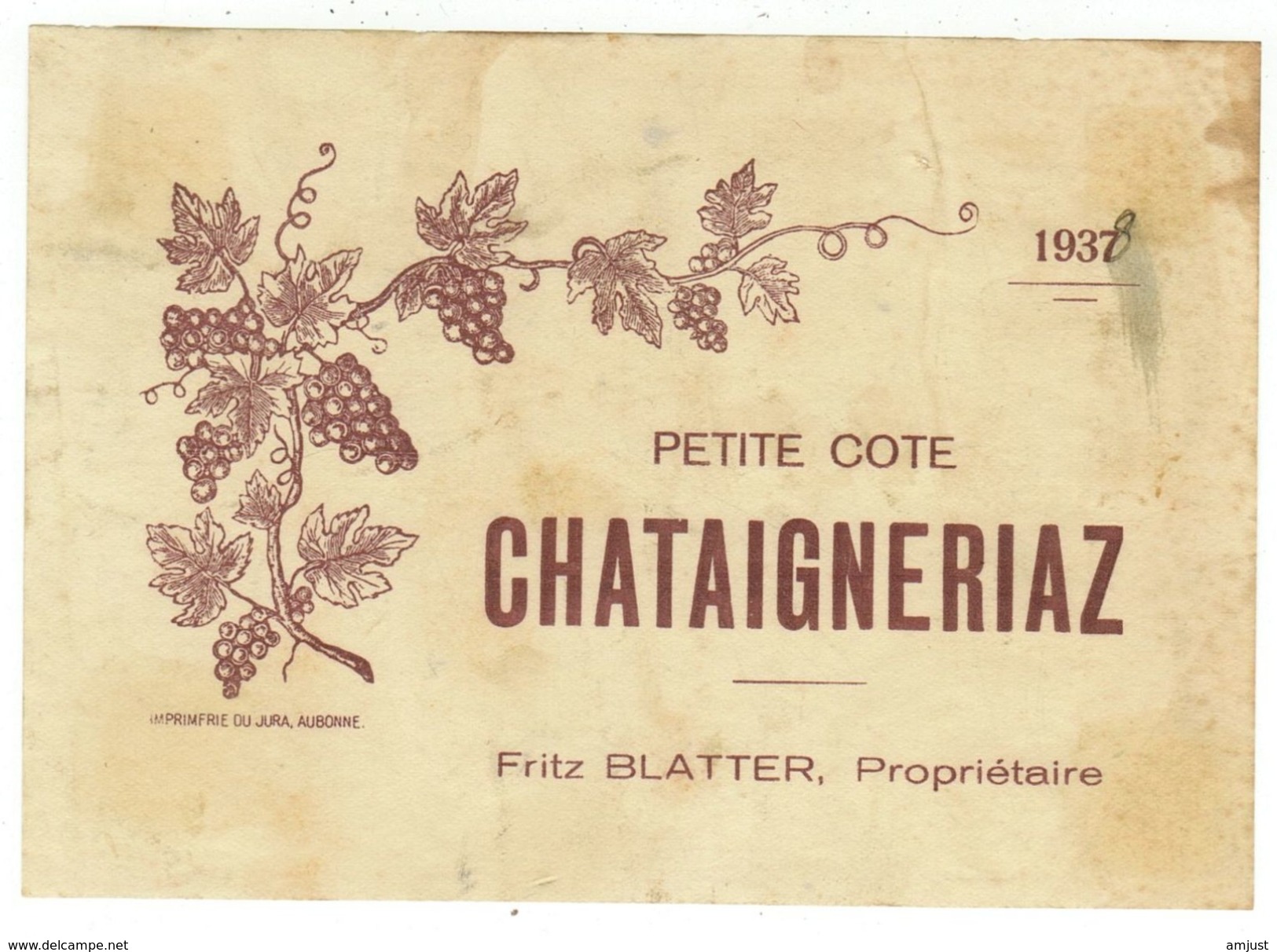 Rare // Petite Côte 1938, Fritz Blatter  // Suisse - Autres & Non Classés