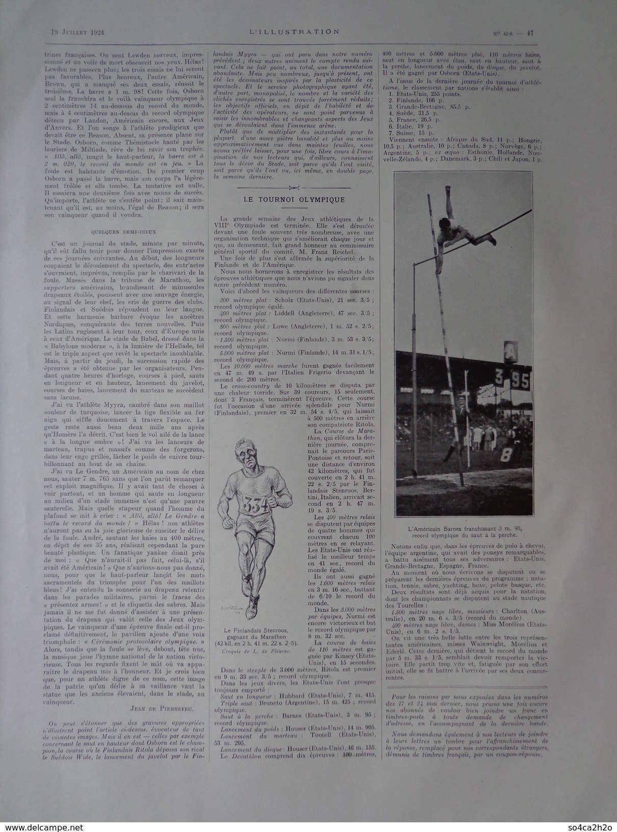 L´illustration N° 4246 19 Juillet 1924 Le Tournoi Olympique; Mahatma Gandhi; Enquête à Biribi; Foch; 14 Juillet à Paris - L'Illustration