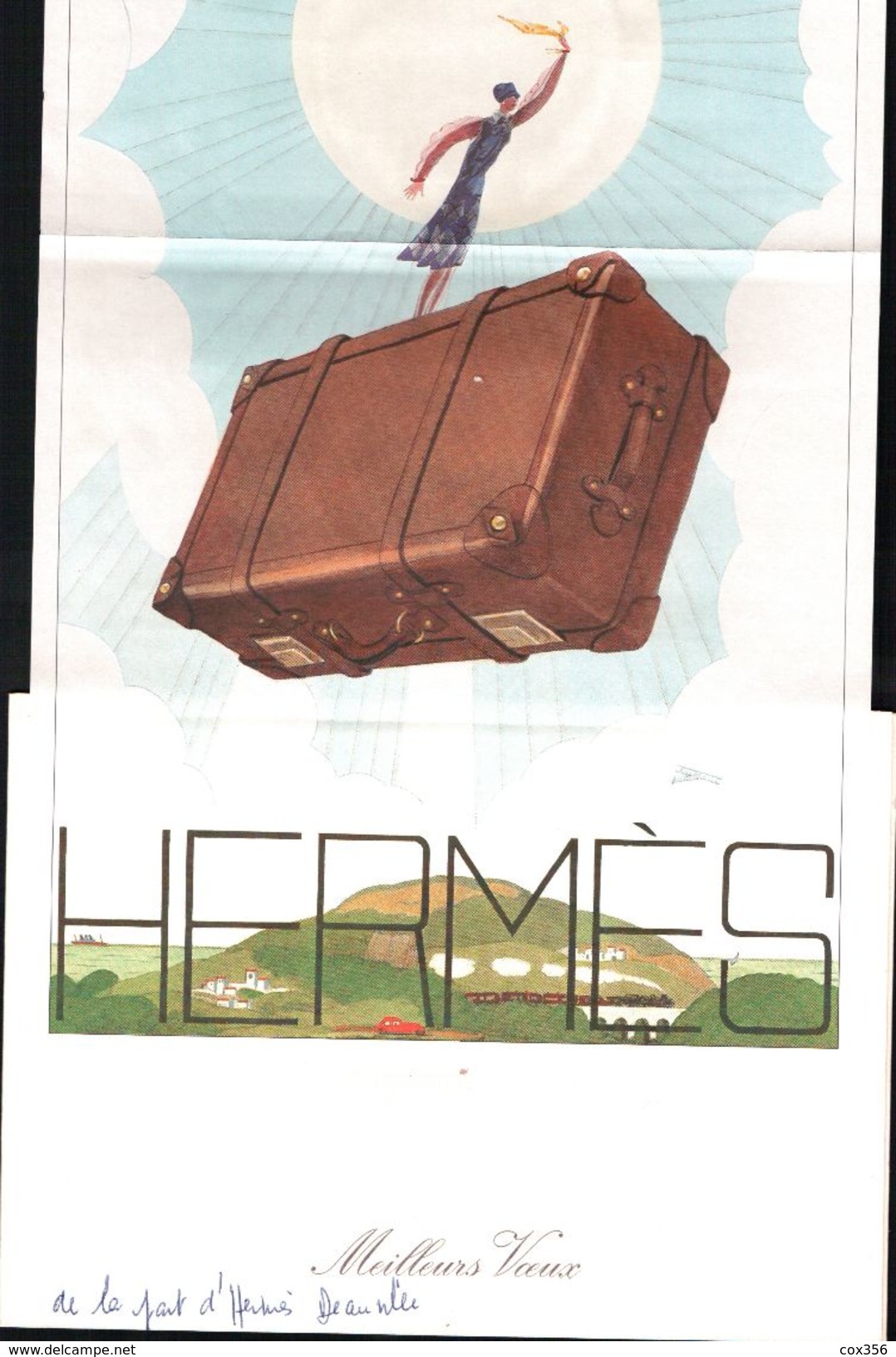 HERMES PARIS Carte De V&OElig;UX Illustrateur GEORGES LEPAPE 1926 Toute L´Equipe D'HERMÈS DEAUVILLE En 1995 Foulard CARP - Foulards