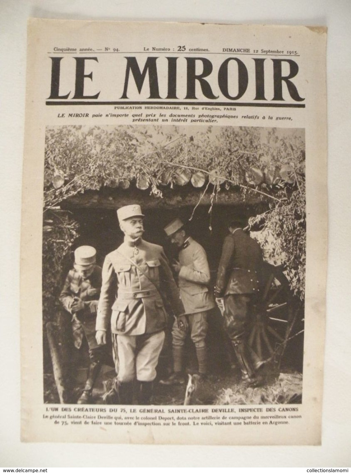 Le Miroir,la Guerre 1914/1918> Journal N°94 > 12/9/1915,Général ST Claire Deville,Usines à Pagny Sur Moselle - L'Illustration