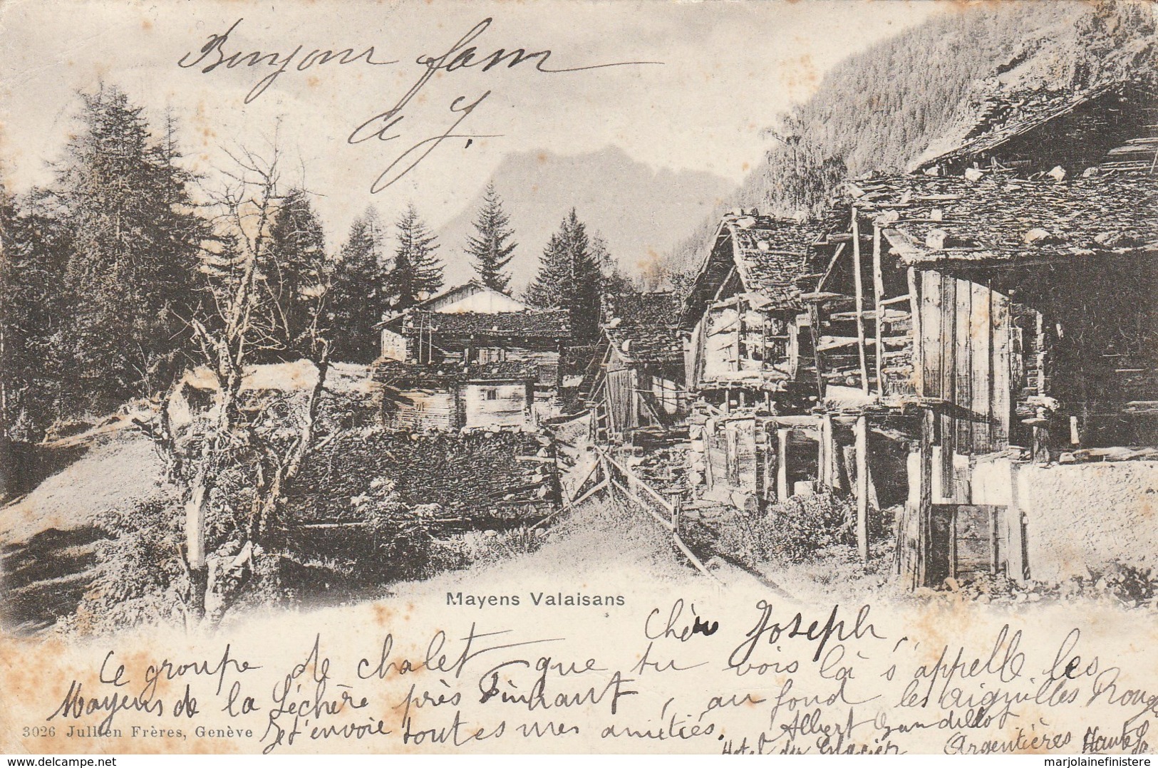 Suiise - Valais - Mayens Valaisans. Jullien Frères N° 3026. Voyagée 1901. - Autres & Non Classés