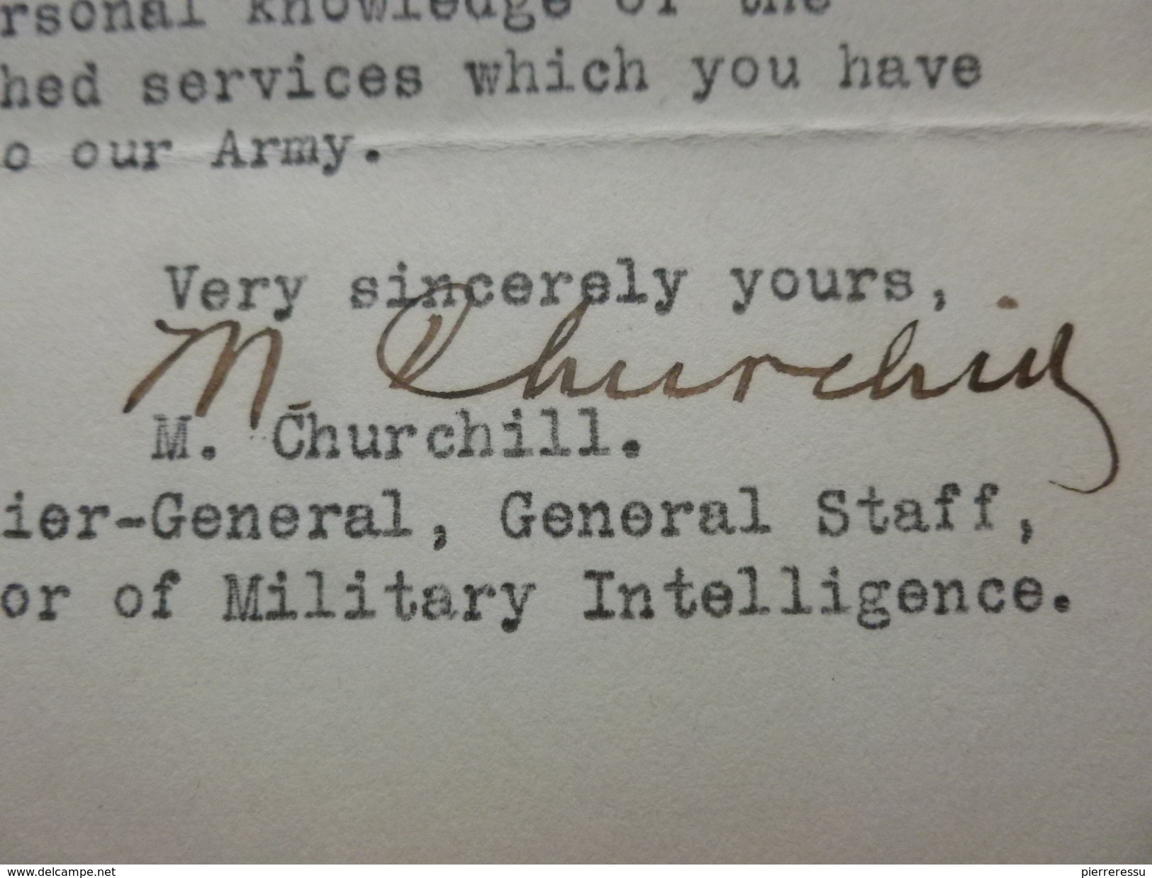 AUTOGRAPHE CHURCHILL MARLBOROUGH BRIGADIER GENERAL 1919 - Other & Unclassified