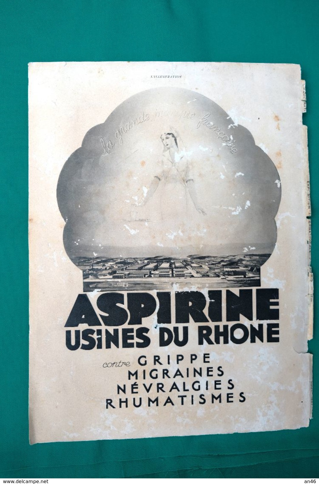 DA L' ILLUSTRATION_ASPIRINE_USINES DU RHONE_Contre Grippe_Migraines_Névralgies_Rhumatismes _Originale D'Epoca100%- - Pubblicitari