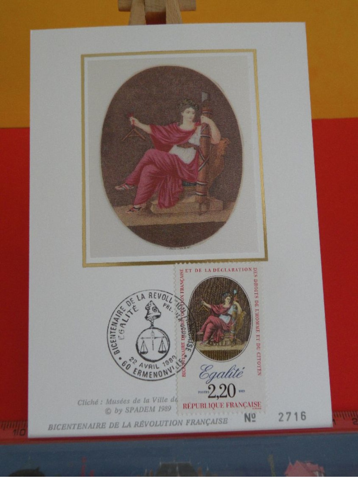 Coté 2,50&euro; - Bicentenaire De La Révolution Française, Égalité - 22.4.1989 - 60 Ermenonville - FDC 1er Jour, Carte - 1980-1989