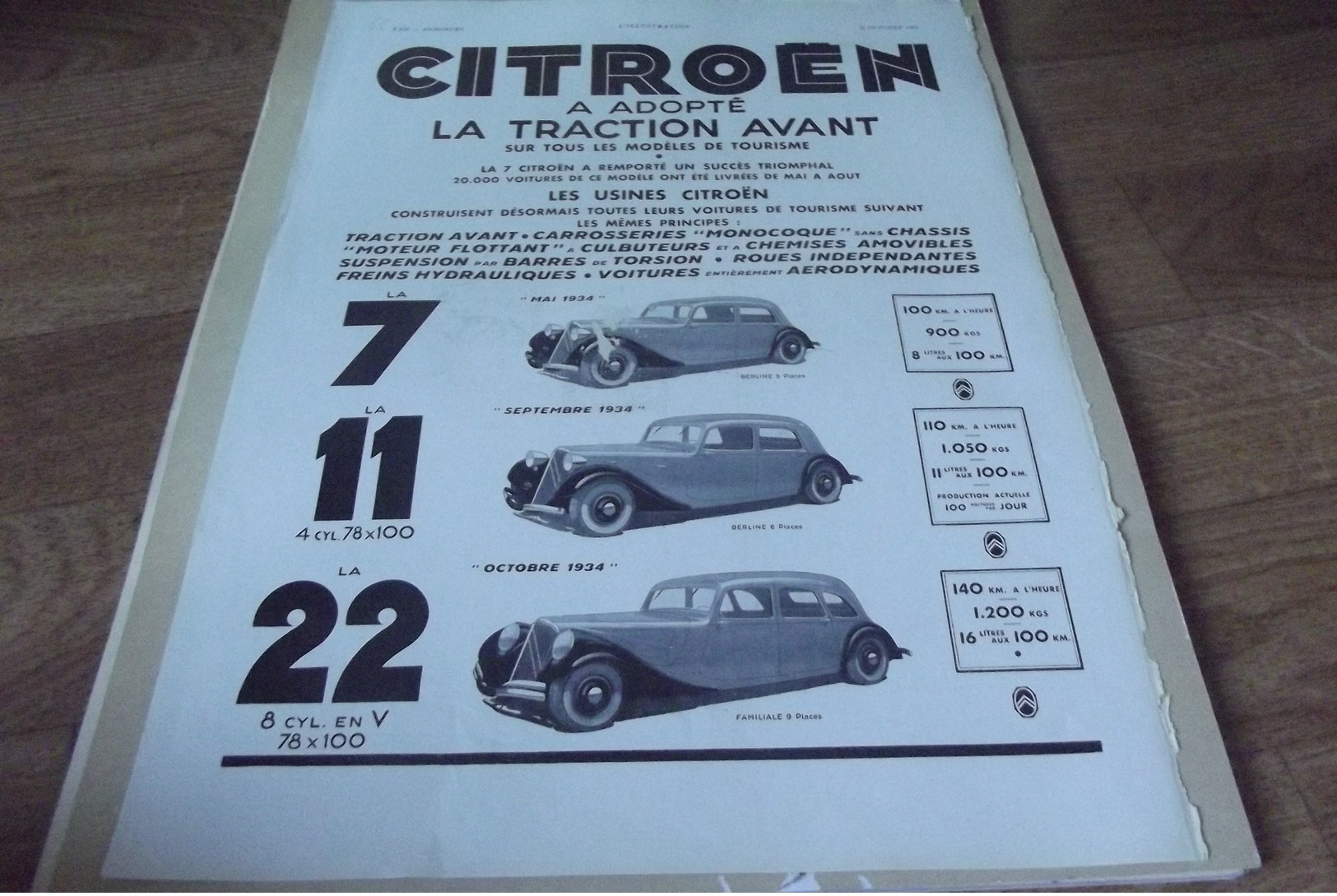 Publicites Illustration Citroen Traction Avant - Reclame