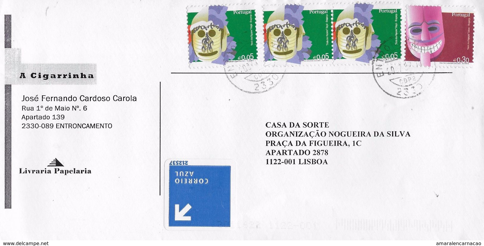 TIMBRES - STAMPS- LETTRE - MARCOPHILIE - PORTUGAL - MASQUES - TIMBRES GOMMES ( &euro; 0,05 ET 0,30) - Lettres & Documents