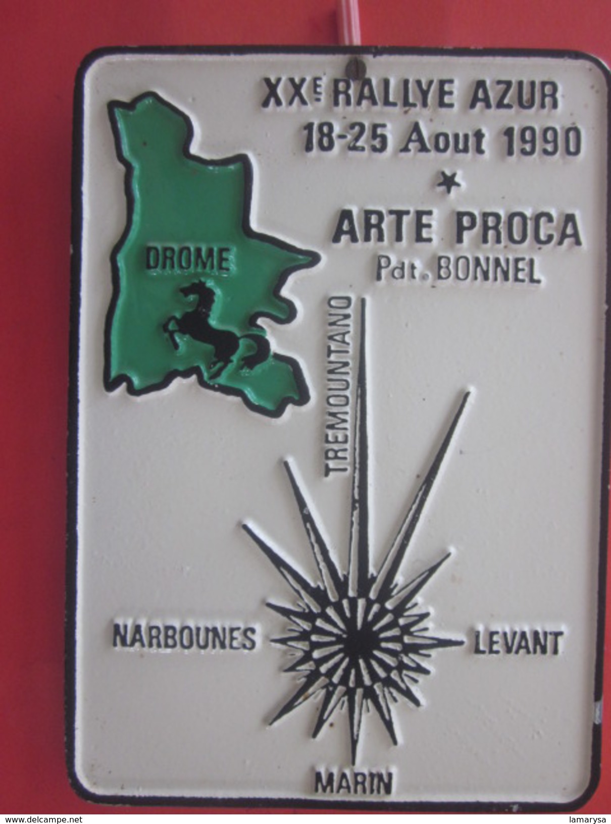 DROME XXé RALLYE AZUR ARTE PROCA NARBOUNES-LEVANT-MARIN-TREMOUN-F.F.E.-Équestre Equitation Plaque Souvenir Commémorative - Equitation