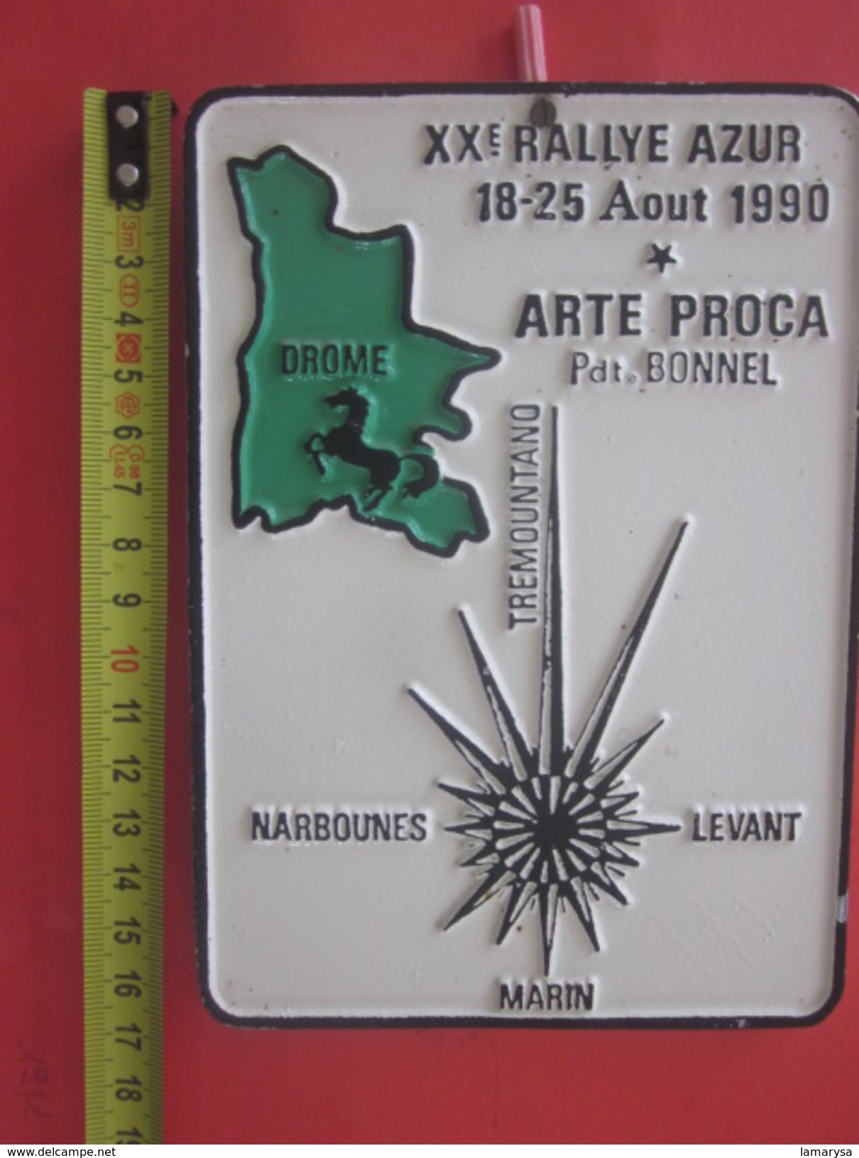 DROME XXé RALLYE AZUR ARTE PROCA NARBOUNES-LEVANT-MARIN-TREMOUN-F.F.E.-Équestre Equitation Plaque Souvenir Commémorative - Equitation