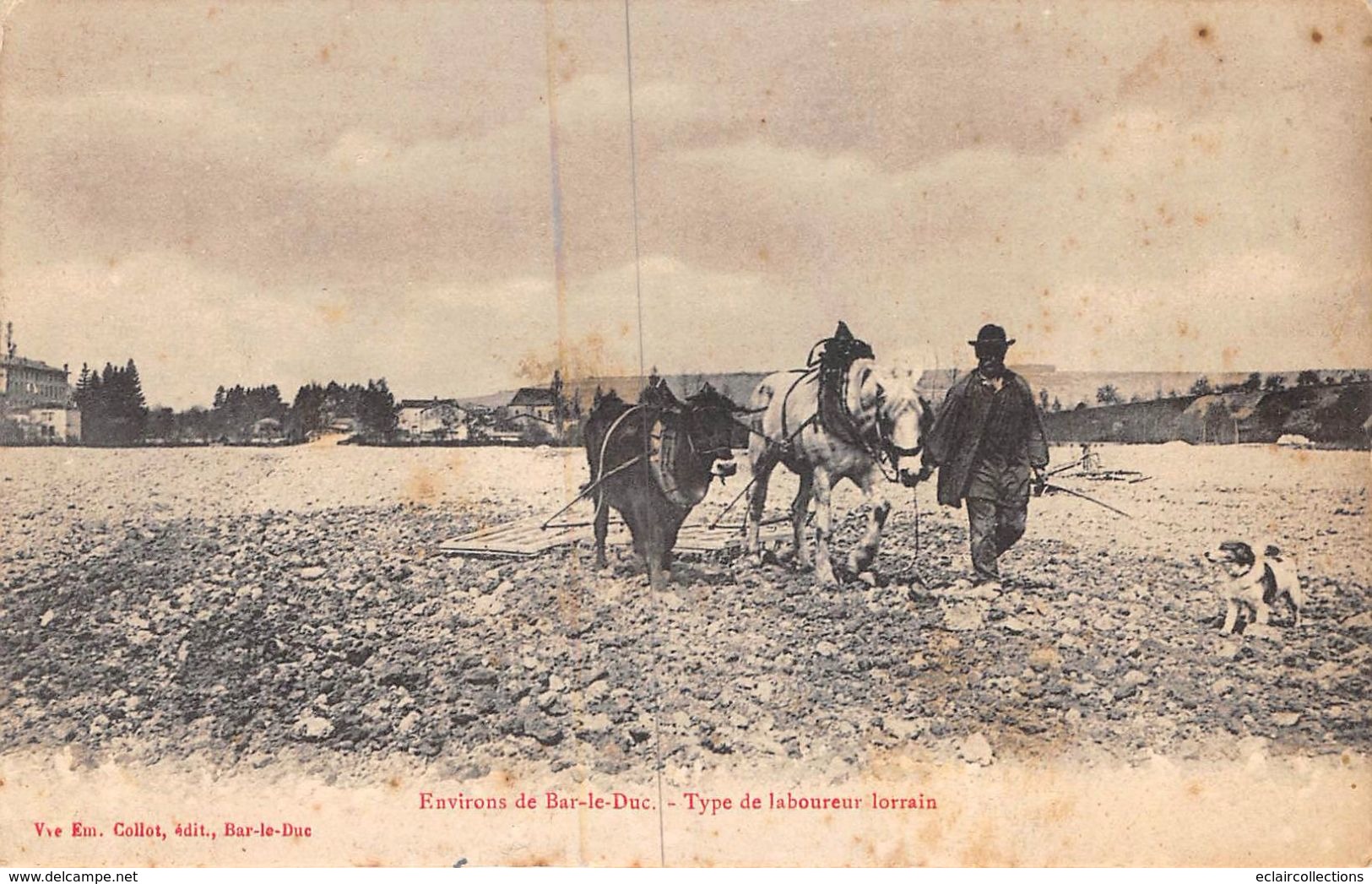 Thème: Agriculture. Battage. Moisson:  Laboureur Lorrain Aux Environs De Bar Le Duc    (voir Scan) - Landwirtschaftl. Anbau