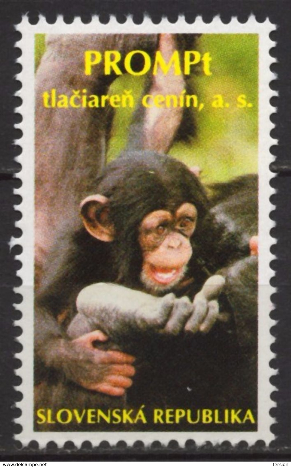 Chimpanzee Monkey - SLOVAKIA 2010 - LABEL CINDERELLA VIGNETTE - MNH - Press Company - Chimpancés