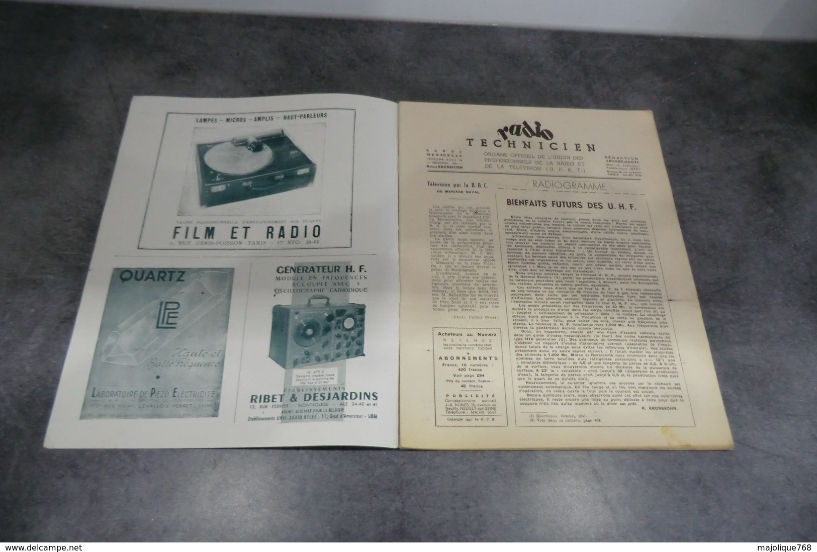 Revue - Radio Technicien Organe Technique De La Radio Et De La Télévision N°12 - 1947 - - Apparatus