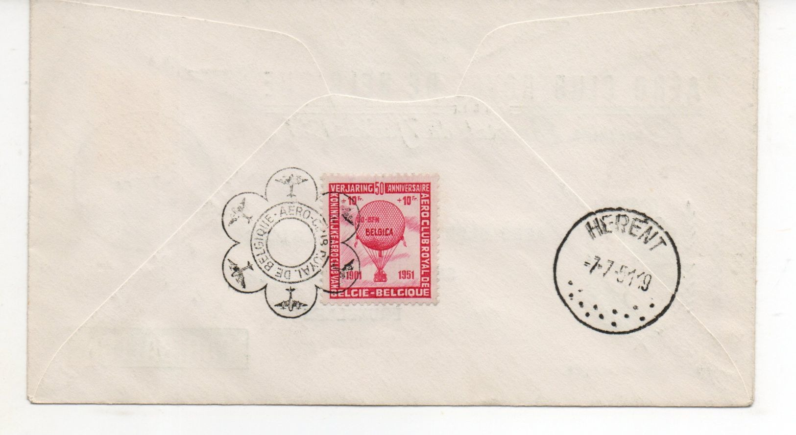 COURRIER PAR BALLON   6 Pieces  Aero Club Royal De Belgique  Courrier Special Du 7 Juillet 1951 50e Ann 1901 1951 - Non Classés