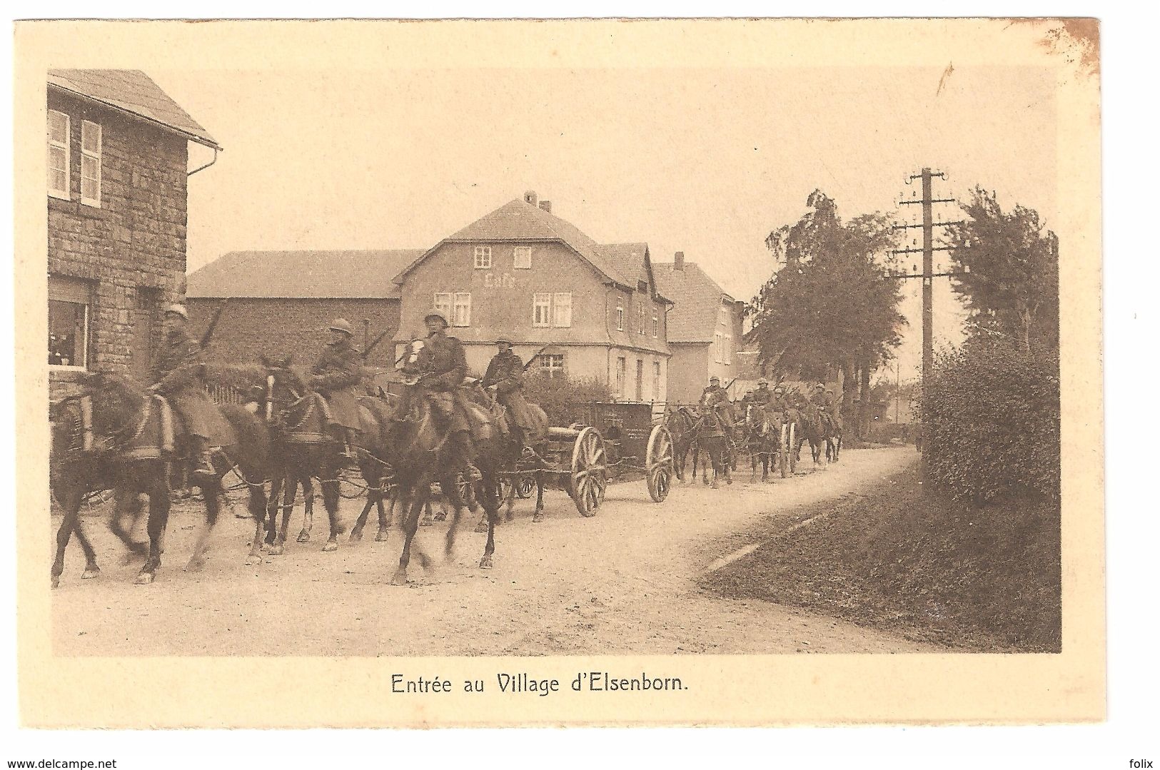 Entrée Au Village D'Elsenborn - éd X. Delputz à Malmédy - Animée - Cheval - Café - Elsenborn (Kamp)