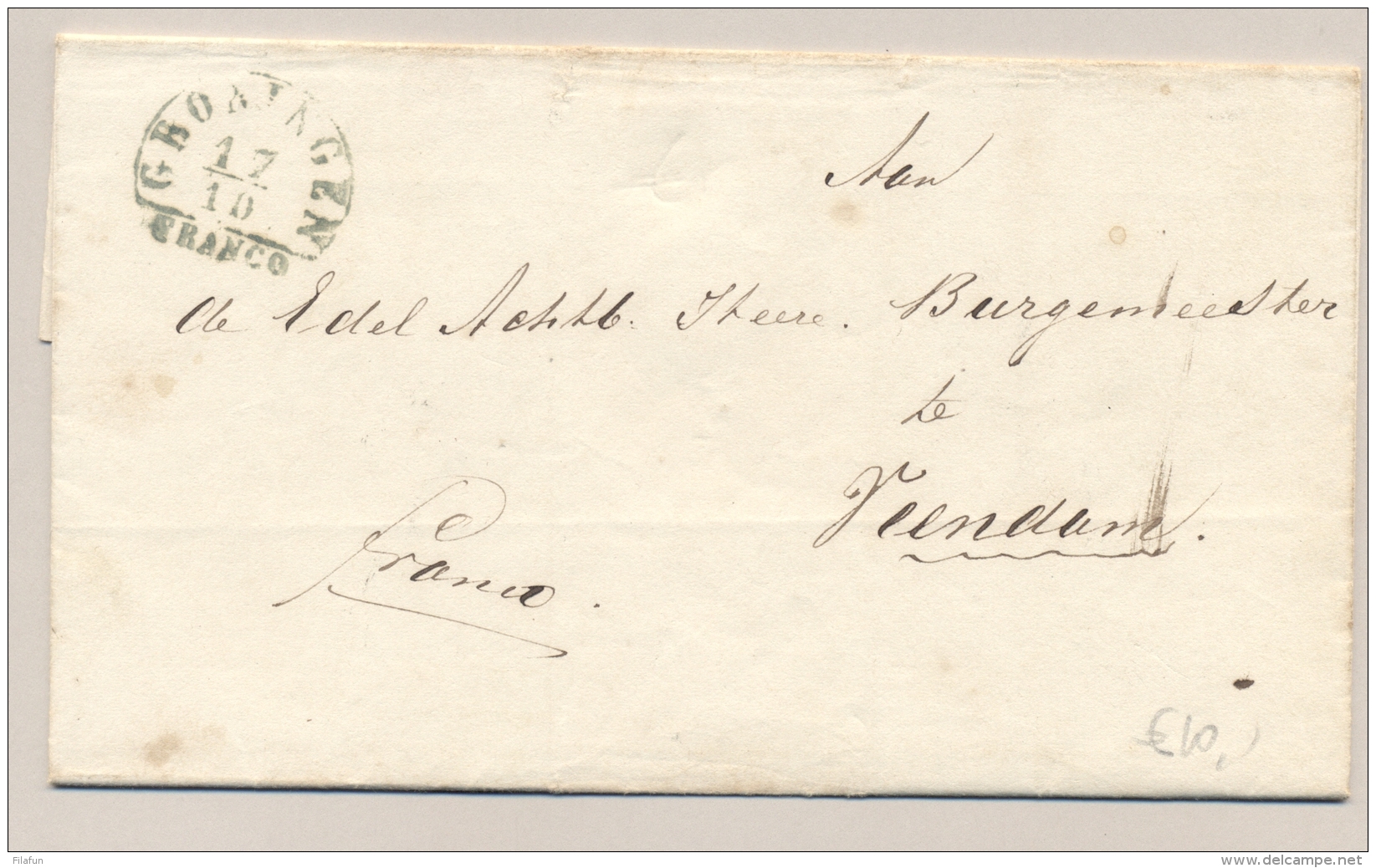 Nederland - 1850 - Complete Vouwbrief Van GRONINGEN (PEP 3060-20) Naar Veendam - ...-1852 Prephilately