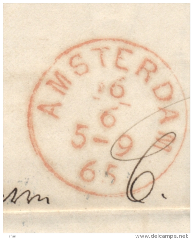 Nederland - 1865 - Complete Vouwbrief Van Amsterdam - Na Posttijd - Naar Hannover / Nachts - ...-1852 Voorlopers