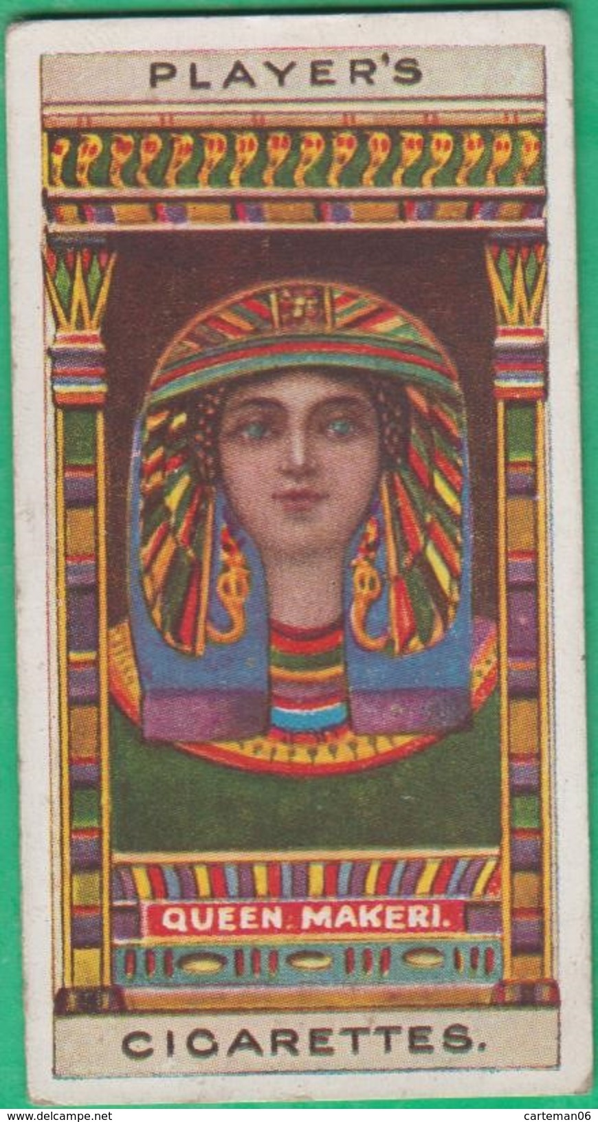 Chromo John Player & Sons, Player's Cigarettes, Egyptian Kings & Queens And Classical Deities - Queen Makeri N°1 - Player's