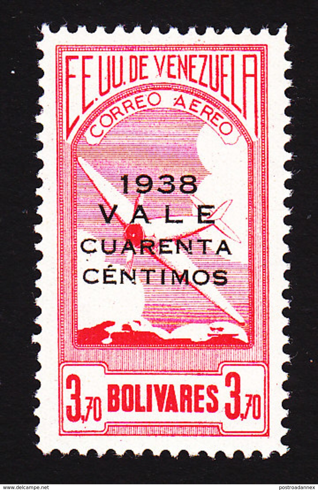 Venezuela, Scott #C118, Mint Never Hinged, Plane Surcharged, Issued 1938 - Venezuela