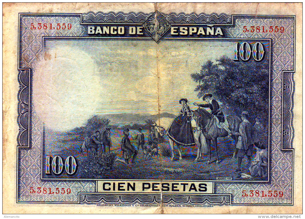 BILLETE ESPAÑA - 100 PESETAS - MADRID 15-AGOSTO-1928 - 100 Peseten