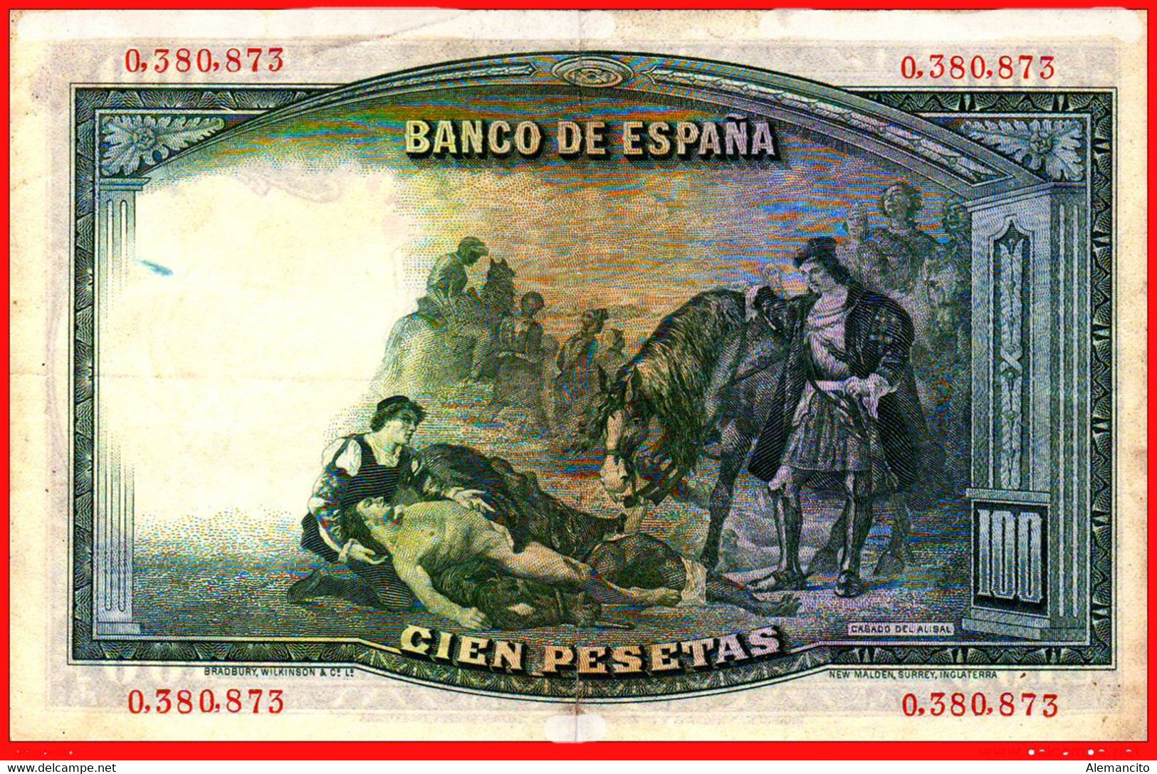 BILLETE DE 100 PESETAS DE ESPAÑA. MADRID, 25 DE ABRIL DE 1931. FERNANDEZ DE CORDOBA.SIN SERIE 0,380,873 - 100 Pesetas