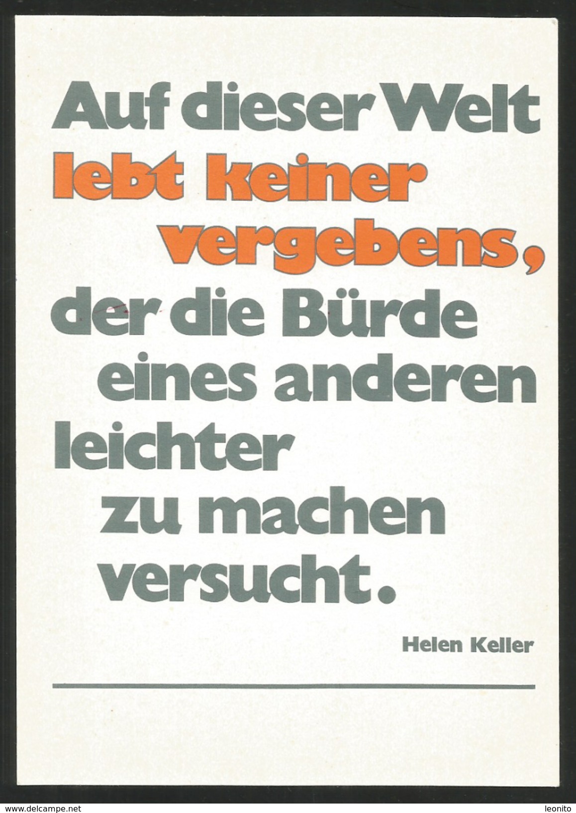 HELEN KELLER Taubblinde Amerikanische Schriftstellerin Auf Dieser Welt Lebt Keiner Vergebens - Femmes Célèbres