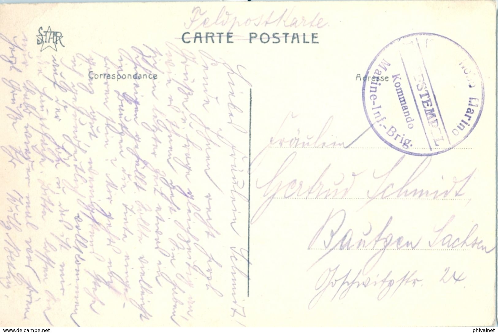 1914 , ALEMANIA , TARJETA POSTAL CIRC. A BAUTZEN , FELDPOSTKARTE , FRANQUICIA DE LA MARINA IMPERIAL ALEMANA - Cartas & Documentos