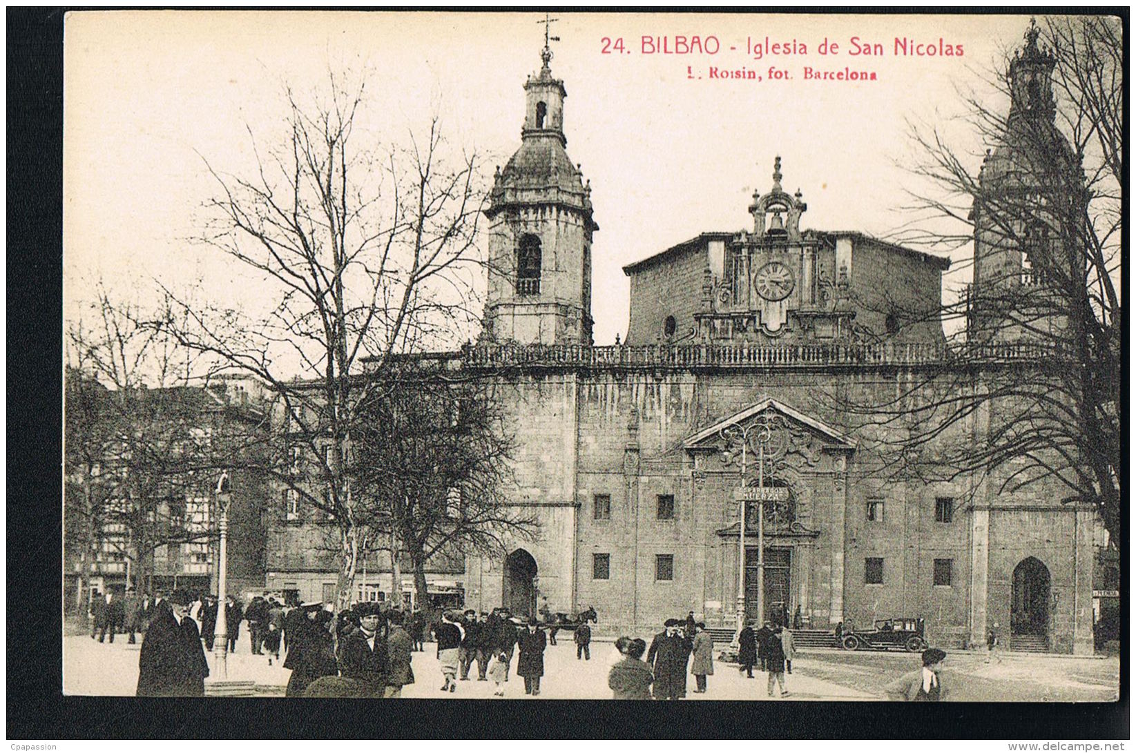 BILBAO -ESPANA- Original CPA -Iglesia De San Nicolas - Animée  - Recto Verso- Paypal Free - Vizcaya (Bilbao)