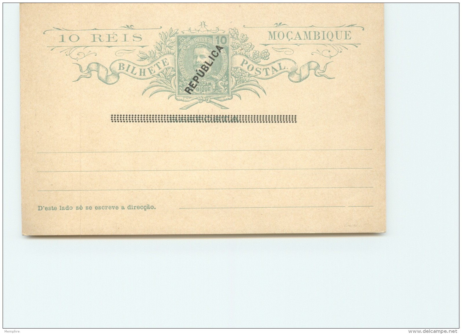1914 Entier Postal Carte Réponse Surchargée REPUBLICA   Et Mention &laquo;Réponse Payée&raquo; Oblitérée - Mozambique