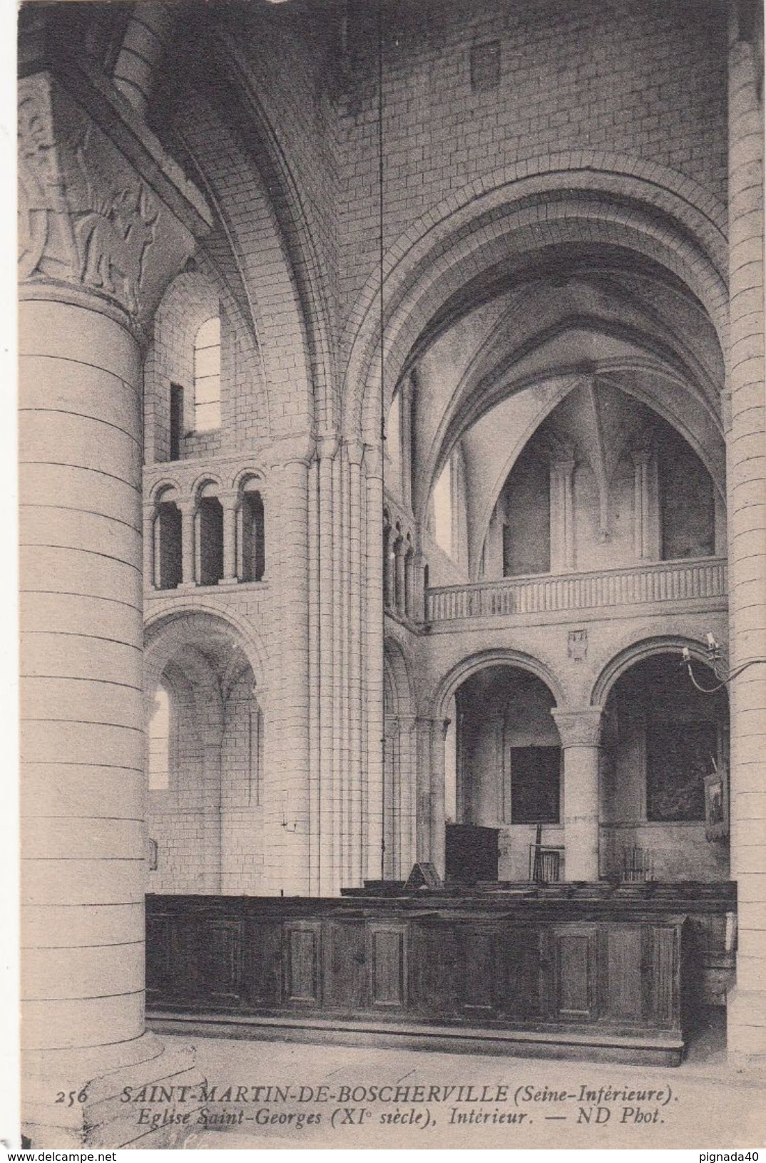Cp , 76 , SAINT-MARTIN-de-BOSCHERVILLE , Église Saint-Georges (XIe S.), Intérieur - Saint-Martin-de-Boscherville