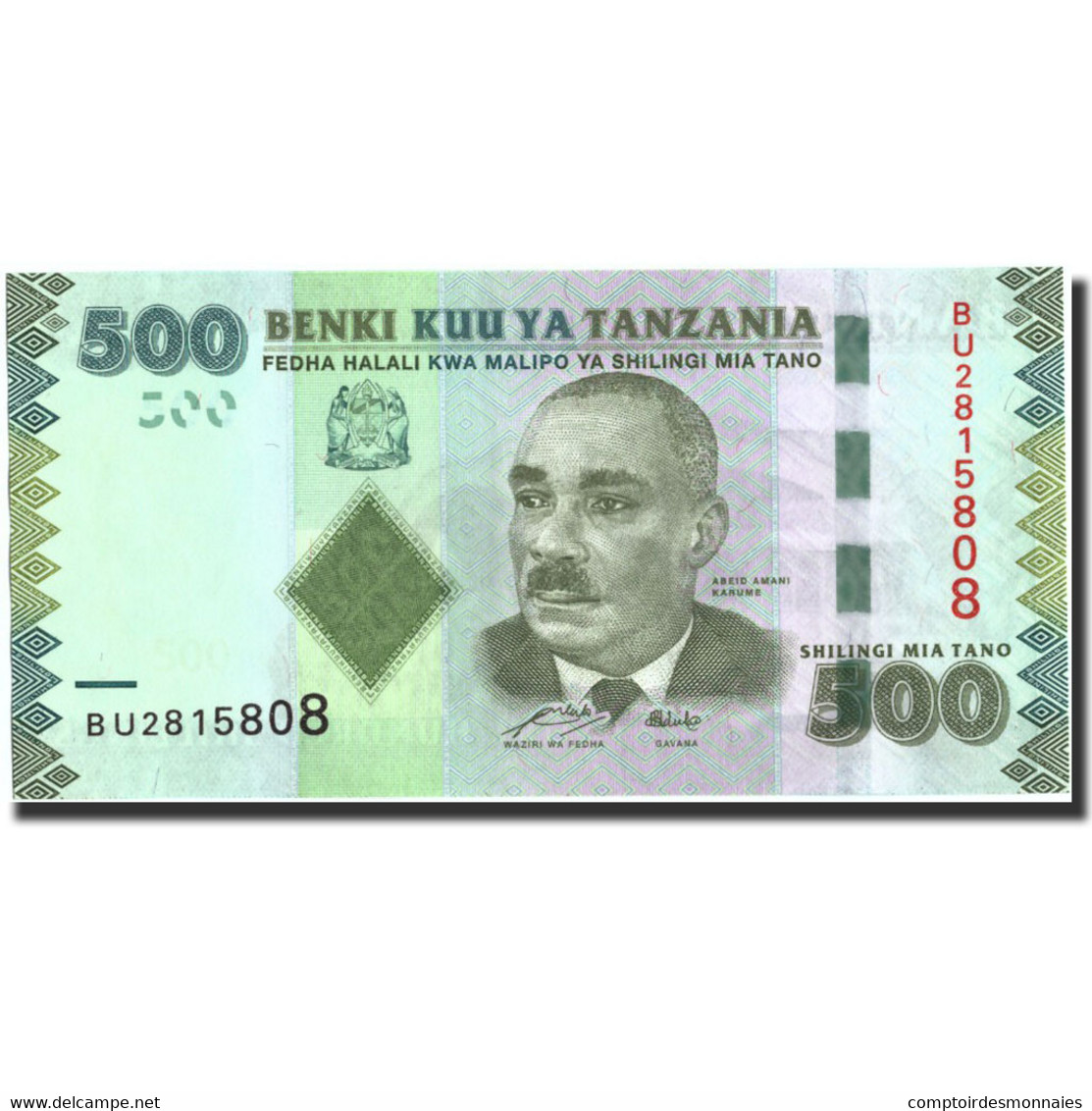 Billet, Tanzania, 500 Shilingi, Undated (2010), Undated (2010), KM:40, NEUF - Tanzanie