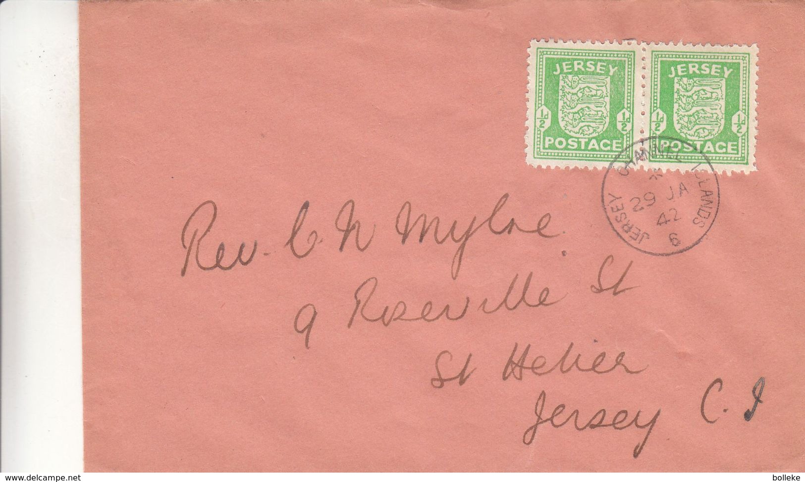 Jersey - Occupation Allemande -  Lettre De 1942 - Oblit Jersey Channel Islands - Exp Vers Jersey - Jersey