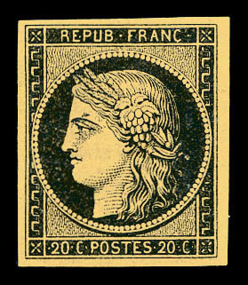 * N°3g, 20c Noir Sur Fauve. SUP. R.R. (signé Calves/certificat)  Cote: 2800 Euros  Qualité: * - 1849-1850 Ceres