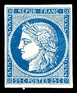 (*) N°4, 25c Bleu, Jolie Pièce, SUP (signé Brun/certificat)  Cote: 2500 Euros  Qualité: (*) - 1849-1850 Cérès