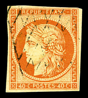 O N°5b, 40c Orange Foncé, TB (signé Scheller/certificat)  Cote: 600 Euros  Qualité: O - 1849-1850 Ceres