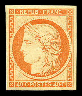 ** N°5g, 40c Orange, Impression De 1862, Fraîcheur Postale. SUP (certificat)    Qualité: ** - 1849-1850 Cérès