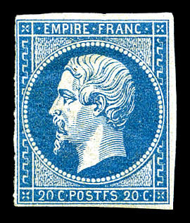 * N°14Ah, 20c Bleu Variété 'POSTF'. TB. R. (signé Calves/certificat)  Cote: 1350 Euros  Qualité: * - 1853-1860 Napoleon III