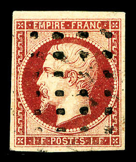 O N°18, 1F Carmin, Oblitération étoile De Paris Légère, Deux Voisins, SUP (signé Champion/Margues/certificat)   Cote: 32 - 1853-1860 Napoléon III