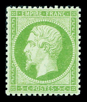 ** N°20, 5c Vert, Fraîcheur Postale, Très Bon Centrage. SUP (signé Calves/certificat)    Qualité: ** - 1862 Napoléon III