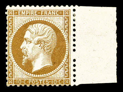 * N°21b, 10c Bistre-brun, Bord De Feuille, Très Frais. TTB (signé/certificat)  Cote: 3000 Euros  Qualité: * - 1862 Napoléon III