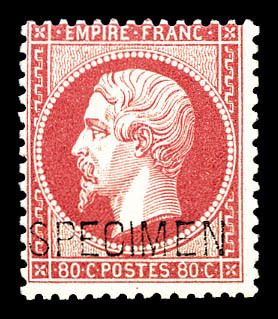 ** N°24d, 80c Rose Surchargé 'SPECIMEN', Fraîcheur Postale, SUP (certificat)    Qualité: ** - 1862 Napoléon III