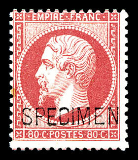 * N°24d, 80c Rose Surchargé 'SPECIMEN', Fraîcheur Postale (signé Calves/certificat)  Cote: 1300 Euros  Qualité: * - 1862 Napoléon III