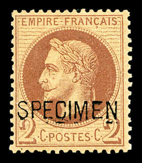 ** N°26Be, 2c Rouge-brun Surchargé 'SPECIMEN'. TTB (certificat)    Qualité: ** - 1863-1870 Napoléon III Lauré