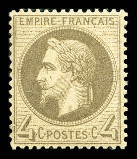 * N°27B, 4c Gris Type II. TB (signé Brun)  Cote: 350 Euros  Qualité: * - 1863-1870 Napoléon III Lauré