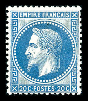 * N°29A, 20c Bleu Type I, Frais, TB  Cote: 475 Euros  Qualité: * - 1863-1870 Napoléon III Lauré