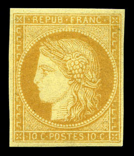 * N°36c, 10c Bistre-jaune, Reimpression De Granet, Frais. TTB (certificat)  Cote: 450 Euros  Qualité: * - 1870 Beleg Van Parijs
