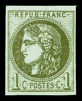 ** N°39B, 1c Olive Rep 2, Fraîcheur Postale. SUP (signé Scheller)    Qualité: ** - 1870 Emission De Bordeaux