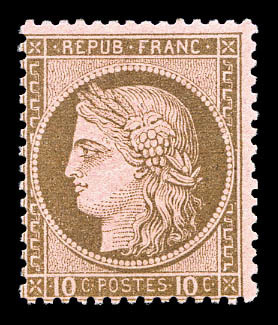 ** N°54, 10c Brun Sur Rose, Fraîcheur Postale, SUP (certificat)    Qualité: ** - 1871-1875 Cérès