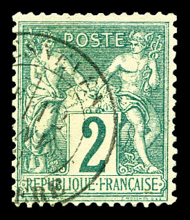 O N°62, 2c Vert Type I, Obl Legère, TTB  Cote: 340 Euros  Qualité: O - 1876-1878 Sage (Type I)