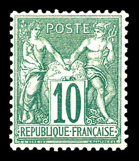 * N°65, 10c Vert Type I, Quasi**, Fraîcheur Postale. SUP (signé Brun/certificat)  Cote: 1200 Euros  Qualité: * - 1876-1878 Sage (Type I)
