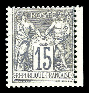 * N°66a, 15c Gris Foncé, Frais. TTB (certificat)  Cote: 1300 Euros  Qualité: * - 1876-1878 Sage (Type I)