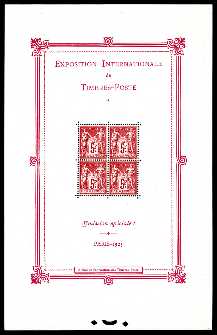 ** N°1, Exposition Philatélique De Paris 1925, TTB (certificat)  Cote: 5500 Euros  Qualité: ** - Neufs